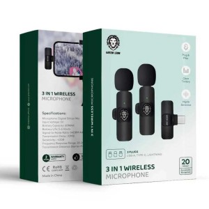 میکروفون یقه ای بی سیم گرین لاین مدل 3in1 GN3WIRMICPBK
